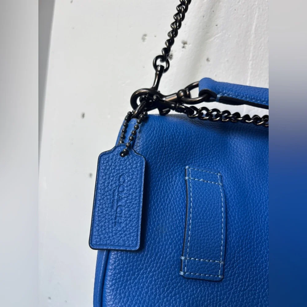 Coach Blue Leather Shoulder Bag with detachable strap - Picture 7 of 10